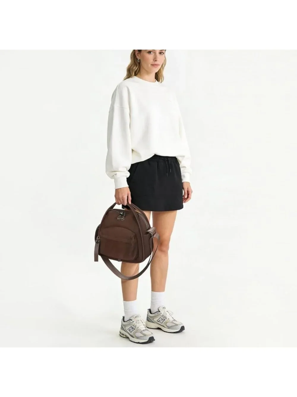 Chic Solid Color Crossbody Bag | Stylish Zipper Handbag with Soft Top Handle